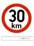 Sticker: 30 km - design speed, maximum permissible speed