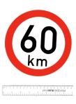Sticker: 60 km - design speed, maximum speed limit