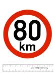 Sticker: 80km - design speed, maximum speed limit